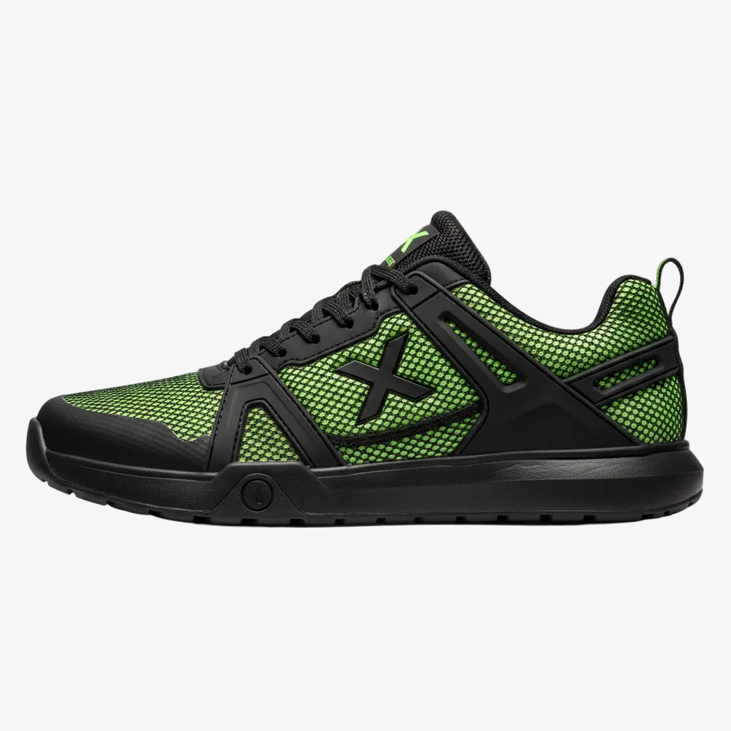 Neon green and black cross-training gym shoe