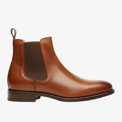 Brown leather Chelsea boot with elastic side panels