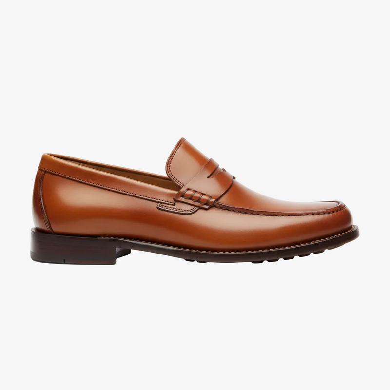Brown leather classic loafer with slip-on design