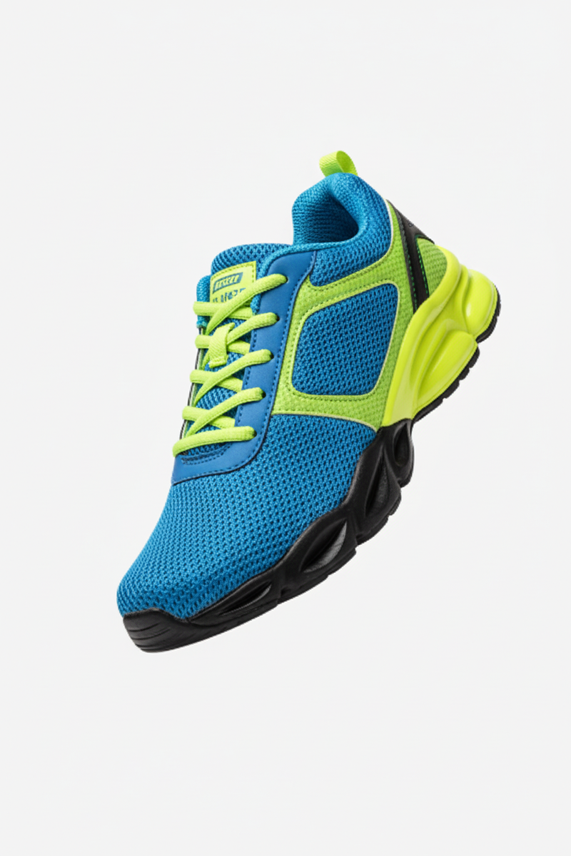 Performance Running Shoe - Blue, Neon Yellow & Black